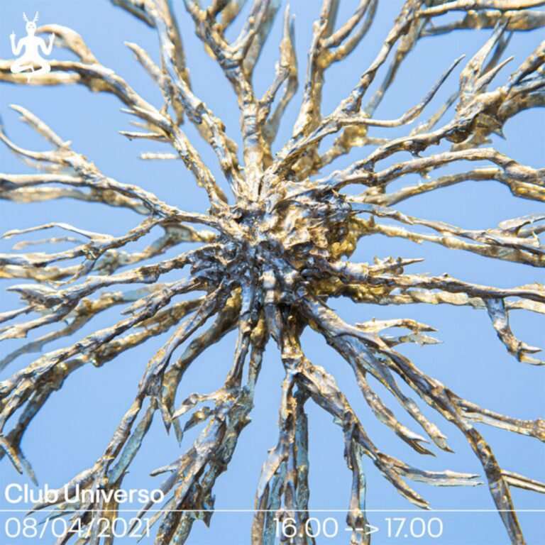 Tin sculpture of Club Universo logo next to the Radio Haheem milan logo