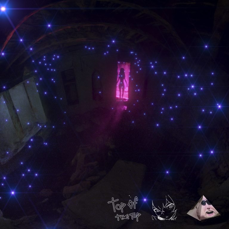 Bright Waifu enters into a liminal space. Dark room lit by fireflies.